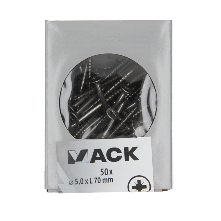 Mack 1020247 - vis pour panneaux d'aggloméré tête VZ acier inoxydable A2 50 pcs 5,0 x 70 mm | 2 pièces