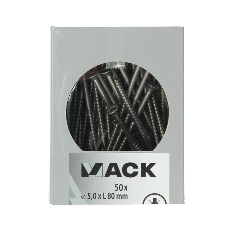 Mack 1020248 - vis pour panneaux d'aggloméré tête VZ acier inoxydable A2 50 pcs 5,0 x 80 mm | 2 pièces