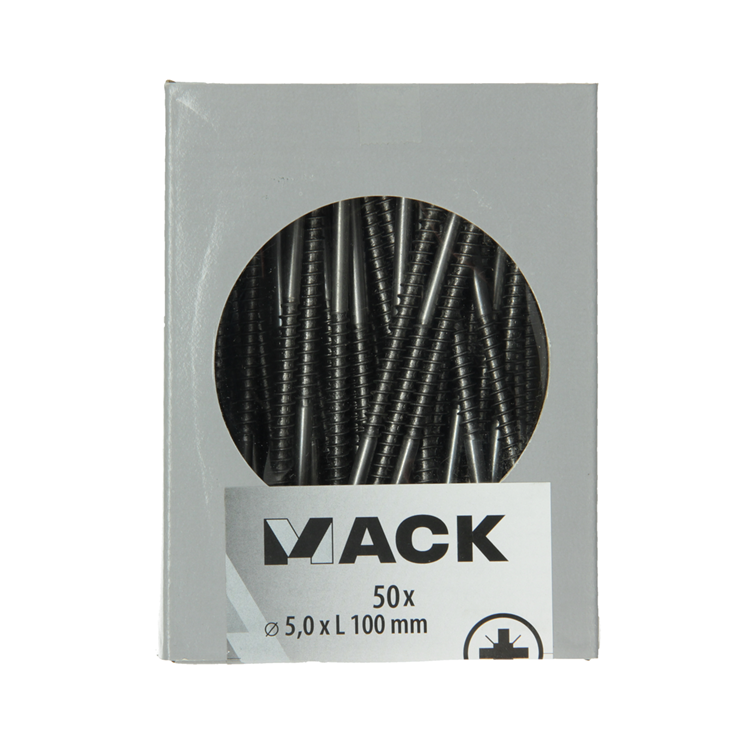 Mack 1020249 - vis pour panneaux d'aggloméré tête vz acier inoxydable a2 50 pcs 5,0 x100 mm | 2 pièces