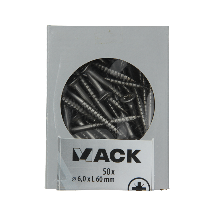 Mack 1020250 - vis pour panneaux d'aggloméré avec tête en acier inoxydable A2 50 pcs 6,0 x 60 mm | 2 pièces
