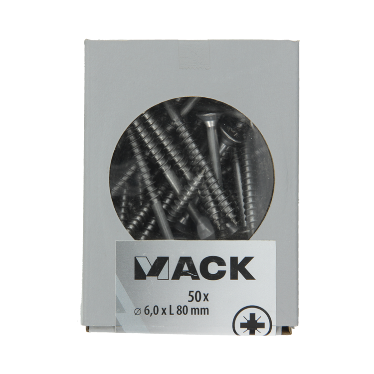 Mack 1020251 - vis pour panneaux d'aggloméré tête VZ acier inoxydable a2 50 pcs 6,0 x 80 mm | 2 pièces