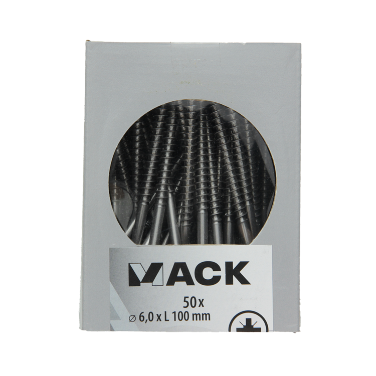 Mack 1020252 - vis pour panneaux d'aggloméré tête vz acier inoxydable a2 50 pcs 6,0 x 100 mm | 2 pièces