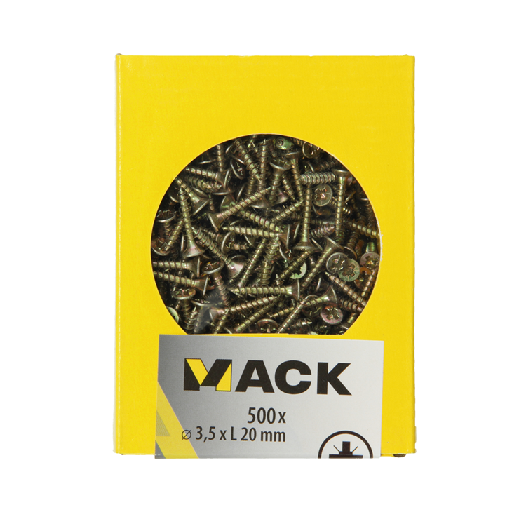 Mack 1020253 - vis pour panneaux d'aggloméré tête VZ GVZ 500 pcs 3,5 x 20 mm | 5 pièces