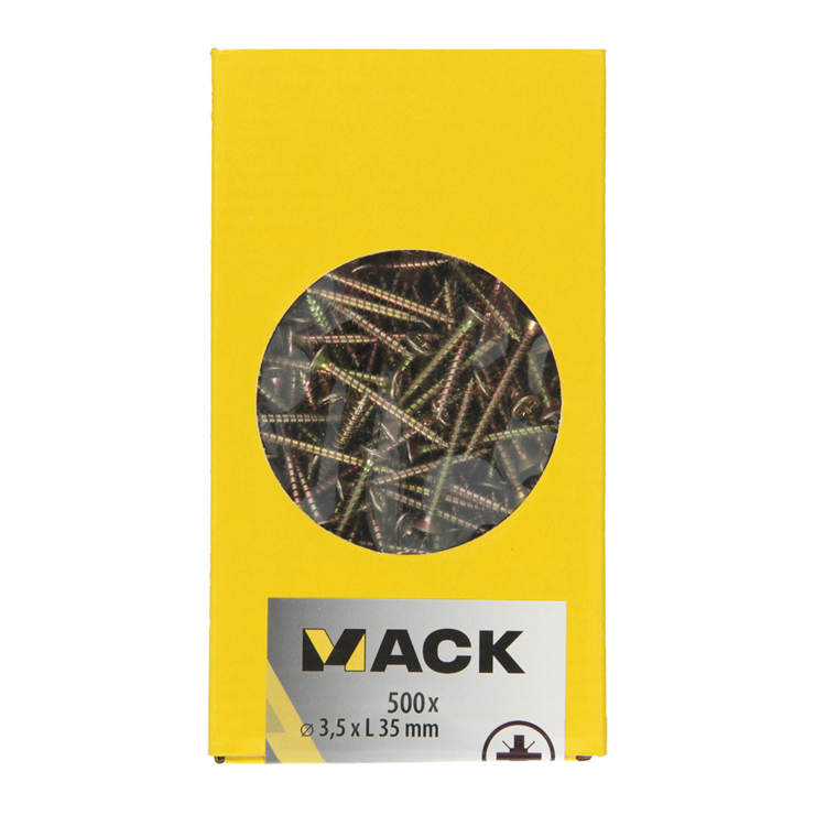Mack 1020256 - vis pour panneaux d'aggloméré tête VZ GVZ 500 pcs 3,5 x 35 mm | 3 pièces