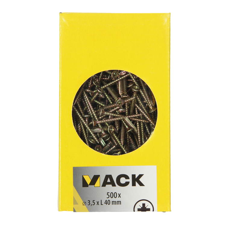 Mack 1020257 - vis pour panneaux d'aggloméré tête vz gvz 500 pcs 3,5 x 40 mm | 2 pièces