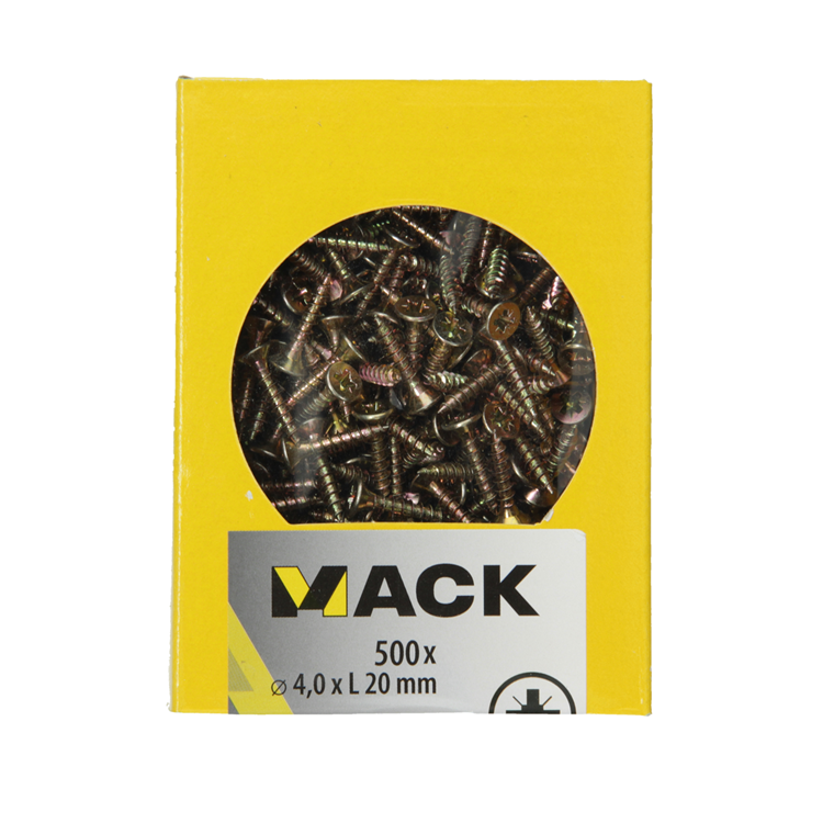 Mack 1020258 - vis pour panneaux d'aggloméré tête VZ GVZ 500 pcs 4,0 x 20 mm | 5 pièces