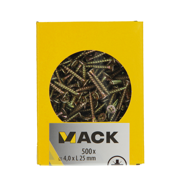 Mack 1020259 - vis pour panneaux d'aggloméré tête VZ GVZ 500 pcs 4,0 x 25 mm | 5 pièces