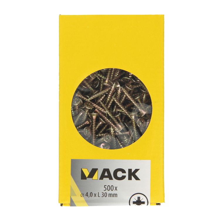 Mack 1020260 - vis pour panneaux d'aggloméré tête vz gvz 500 pièces 4,0 x 30 mm | 3 pièces