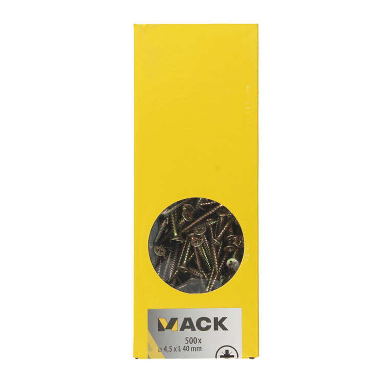 Mack 1020265 - vis pour panneaux d'aggloméré tête vz gvz 500 pcs 4,5 x 40 mm | 1 pièce