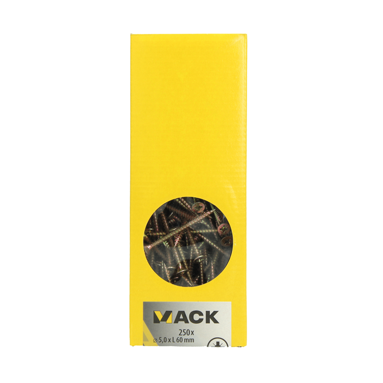 Mack 1020269 - vis pour panneaux d'aggloméré tête VZ GVZ 250 pcs 5,0 x 60 mm | 2 pièces
