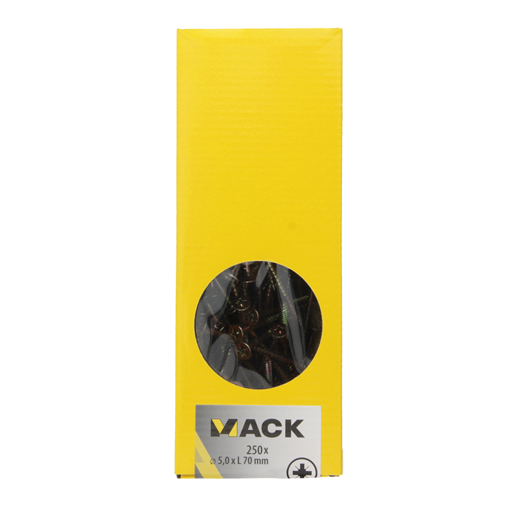 Mack 1020270 - vis pour panneaux d'aggloméré tête VZ GVZ 250 pcs 5,0 x 70 mm | 2 pièces