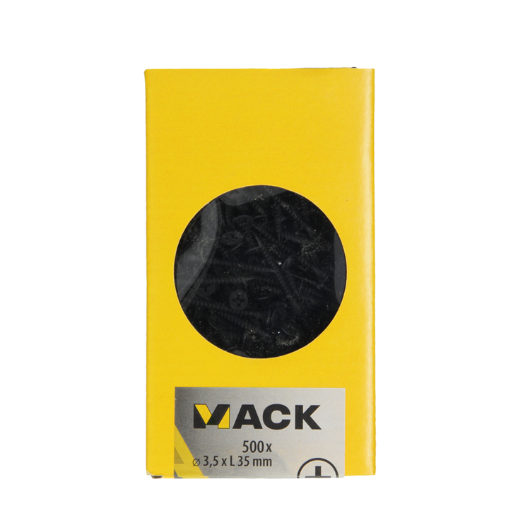 Mack 1020275 - vis pour plaques de plâtre phosphatée noire. 500 pièces 3,5 x 35 mm | 2 pièces