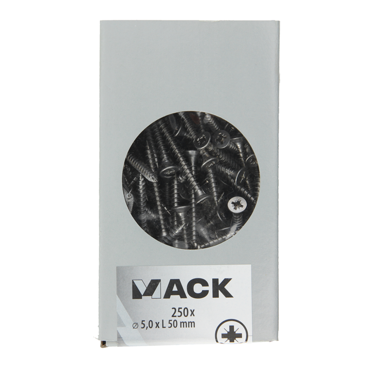 Mack 1020280 - vis pour panneaux d'aggloméré tête VZ acier inoxydable a2 250 pcs 5,0 x 50 mm | 2 pièces