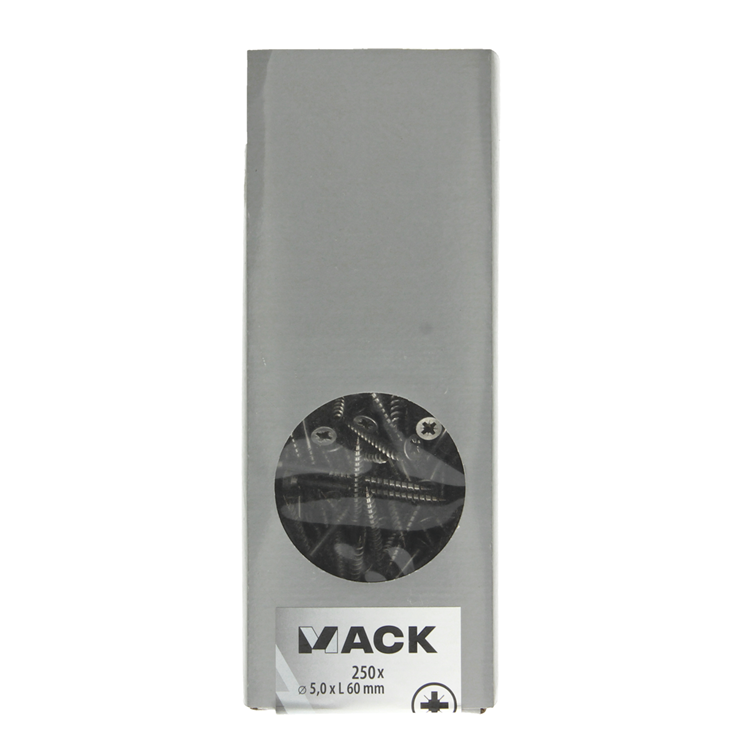 Mack 1020281 - vis pour panneaux d'aggloméré tête VZ acier inoxydable a2 250 pcs 5,0 x 60 mm | 2 pièces