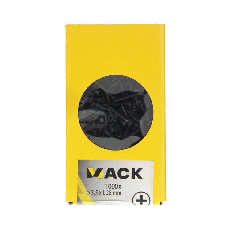Mack 1020282 - vis pour plaques de plâtre phosphatée noire. 1000 pièces 3,5 x 25 mm | 2 pièces