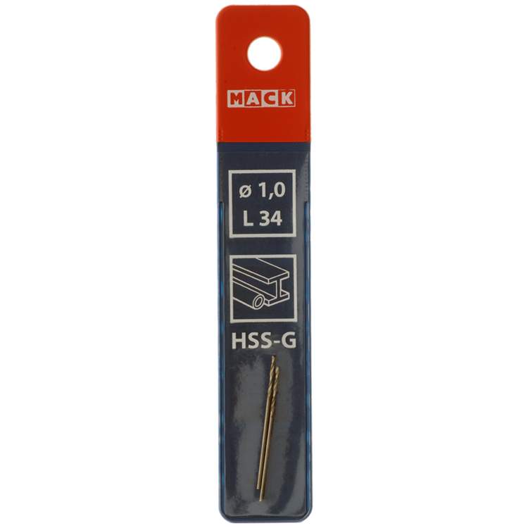 Mack 1018396 - foret à métaux hss g din 338 ø 1,0 x 34 mm 2 pcs | 5 pièces