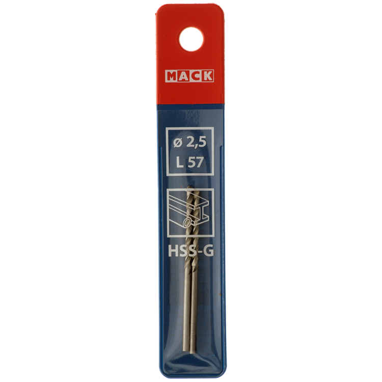 Mack 1018399 - foret à métaux hss g din 338 ø 2,5 x 57 mm 2 pcs | 5 pièces