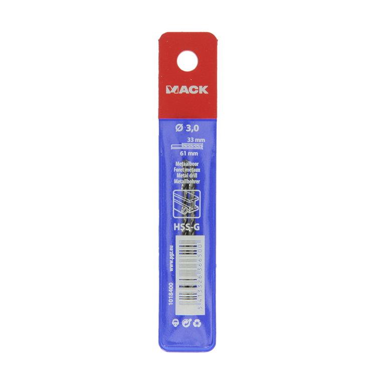 Mack 1018400 - foret à métaux hss g din 338 ø 3,0 x 61 mm 2 pcs | 5 pièces