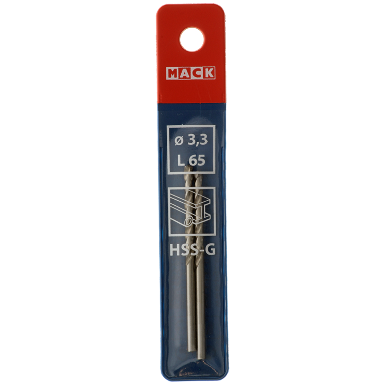 Mack 1018401 - foret à métaux hss g din 338 ø 3,3 x 65 mm 2 pcs | 5 pièces