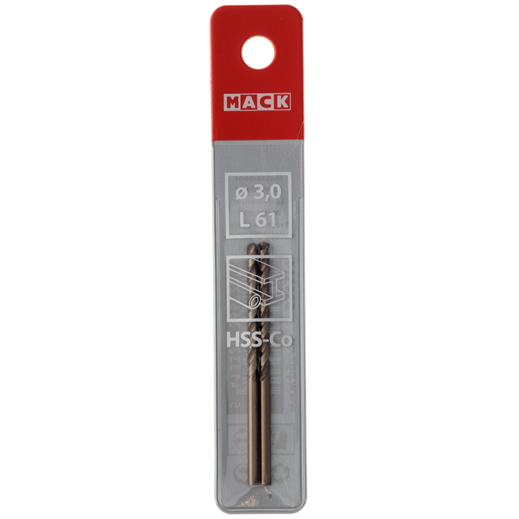 Mack 1018422 - foret à métaux hss co5% din 338 ø 3,0 x 61 mm 2 pcs | 5 pièces