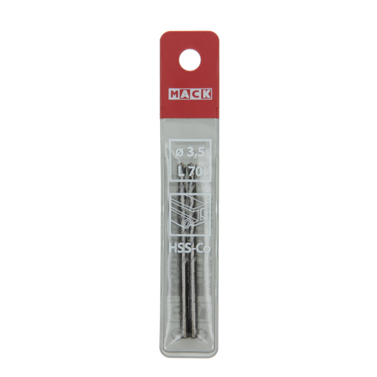 Mack 1018423 - foret à métaux hss co5% din 338 ø 3,5 x 70 mm 2 pcs | 5 pièces