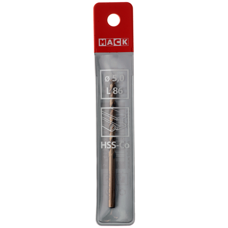 Mack 1018426 - foret à métaux hss co5% din 338 ø 5,0 x 86 mm | 5 pièces
