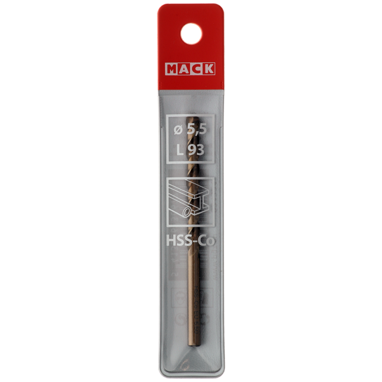Mack 1018427 - foret à métaux hss co5% din 338 ø 5,5 x 93 mm | 5 pièces