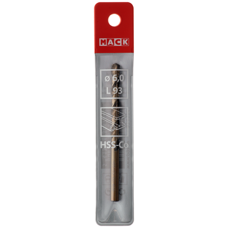 Mack 1018428 - foret à métaux hss co5% din 338 ø 6,0 x 93 mm | 5 pièces