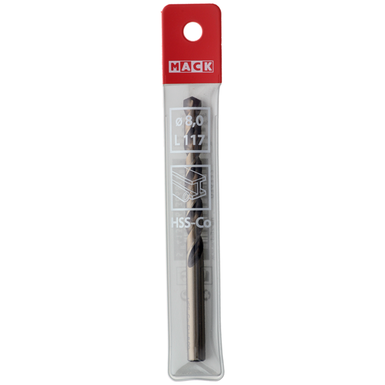 Mack 1018431 - foret à métaux hss co5% din 338 ø 8,0 x 117 mm | 5 pièces