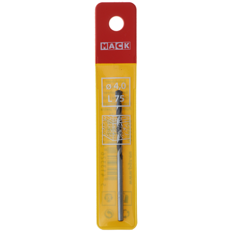 Mack 1018443 - foret à béton DIN 8039 ø 4,0 x 75 mm | 5 pièces