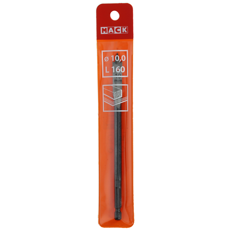 Mack 1018514 - foret à bois plat DIN 7487 ø 10,0 x 160 mm | 5 pièces