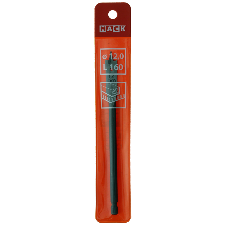 Mack 1018515 - foret à bois plat DIN 7487 ø 12,0 x 160 mm | 5 pièces