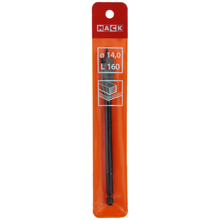 Mack 1018516 - foret à bois plat DIN 7487 ø 14,0 x 160 mm | 5 pièces