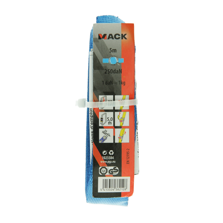 Mack 1023384 - ruban polyester, avec boucle, 25mm-5m max250kg | 10 pièces