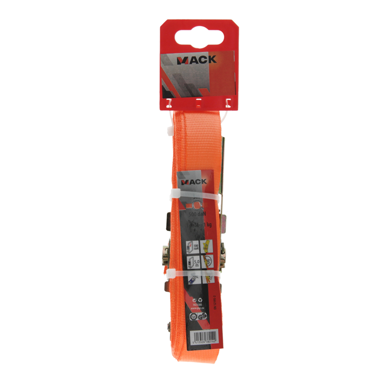 Mack 1023386 - courroie de tension polyester, tendeur à cliquet 25mm-5m max500kg | 3 pièces