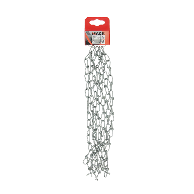 Mack 1005294 - chaîne victor galvanisée din5686ø 2mm l 28mm 2m wwl 32 kg | 5 pièces
