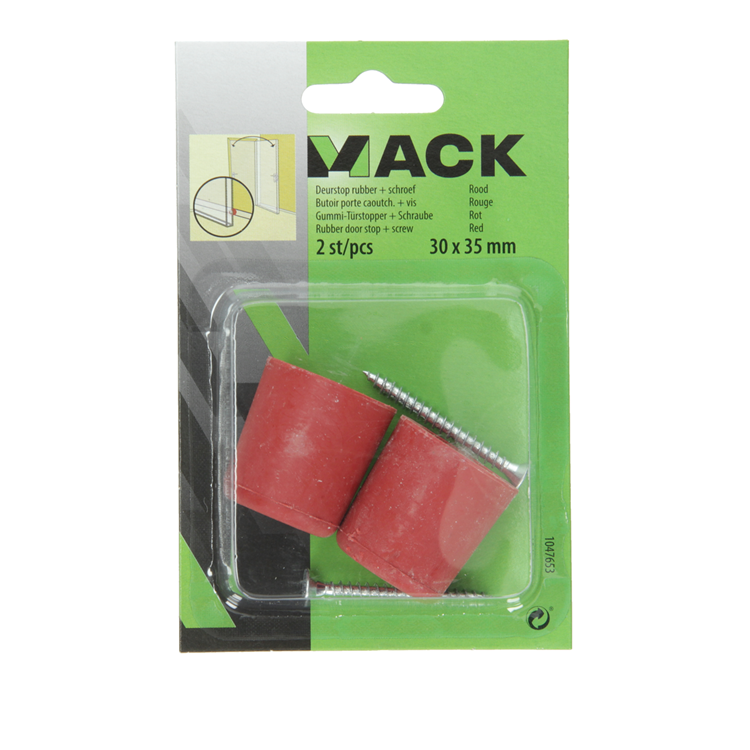 Mack 1047653 - butée de porte en caoutchouc + vis rouge 30 x 35 mm 2 pcs | 6 pièces