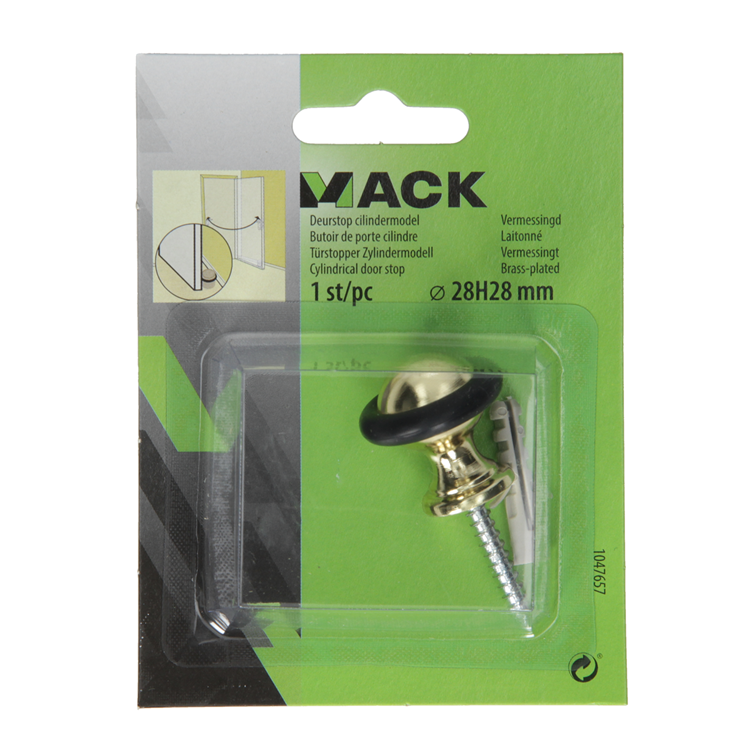 Mack 1047657 - cylindre d'arrêt de porte modèle laitonné ø 28h28 mm 1 pièce pièce | 6 pièces