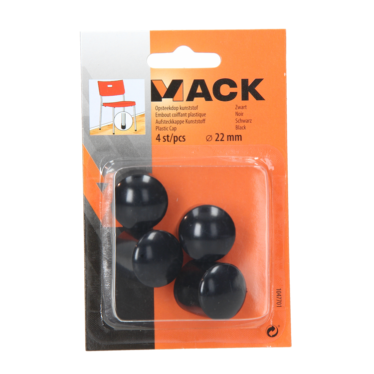 Mack 1047701 - bouchon en plastique noir ø 22 mm 4 pcs | 6 pièces