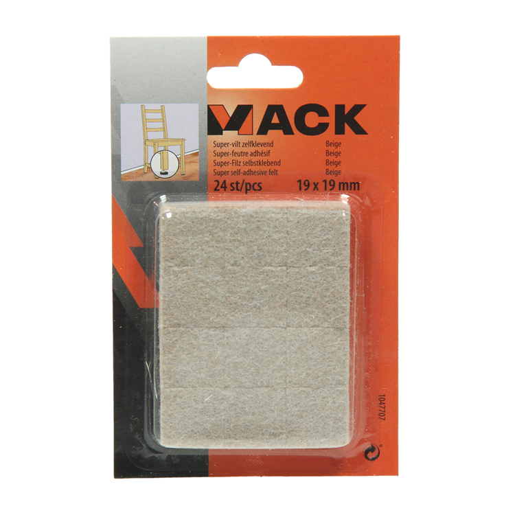 Mack 1047707 - super-feutre autocollant beige 19 x 19 mm 24 pcs | 12 pièces
