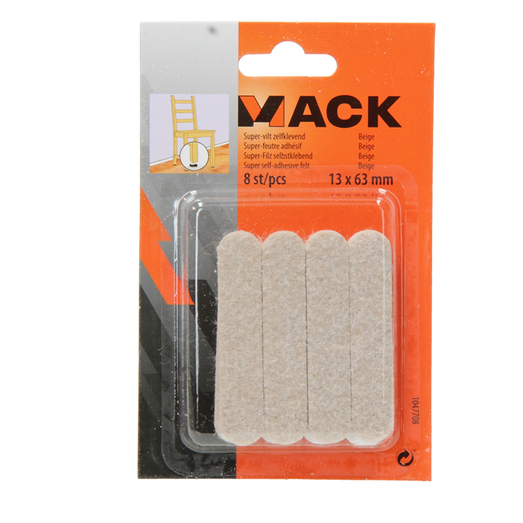 Mack 1047708 - super-feutre autocollant beige 13 x 63 mm 8 pcs | 12 pièces