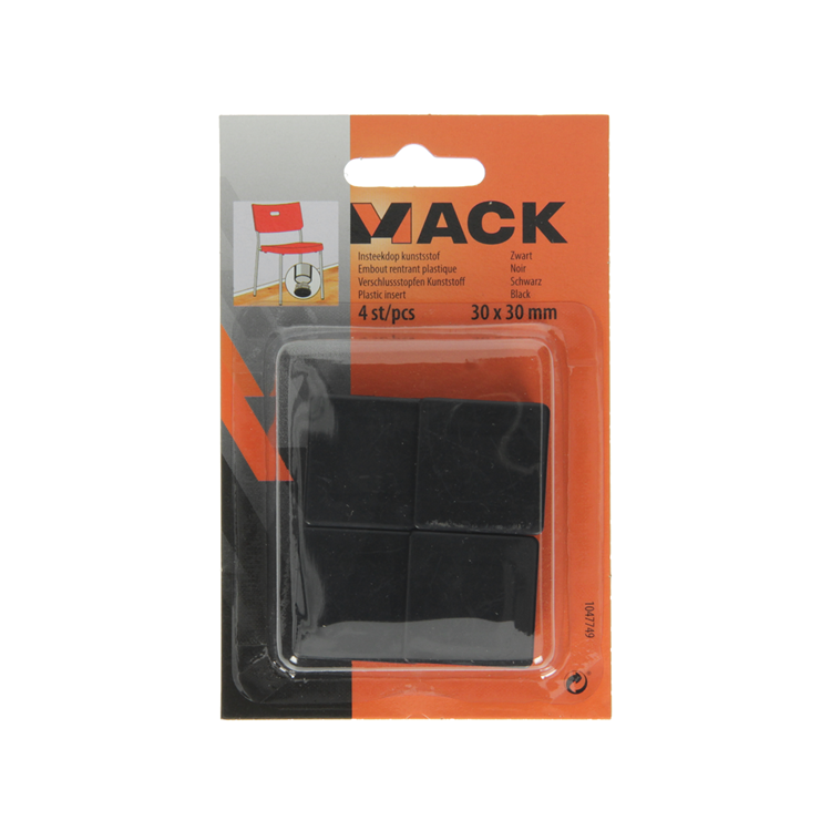 Mack 1047749 - bouchon en plastique noir 30 x 30 mm 4 pcs | 6 pièces