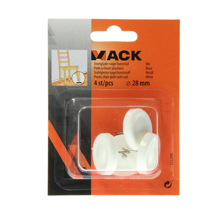 Mack 1047753 - clou planeur de chaise plastique blanc ø 28 mm 4 pcs | 6 pièces