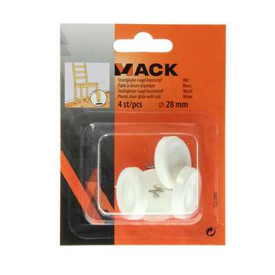 Mack 1047753 - clou planeur de chaise plastique blanc ø 28 mm 4 pcs | 6 pièces