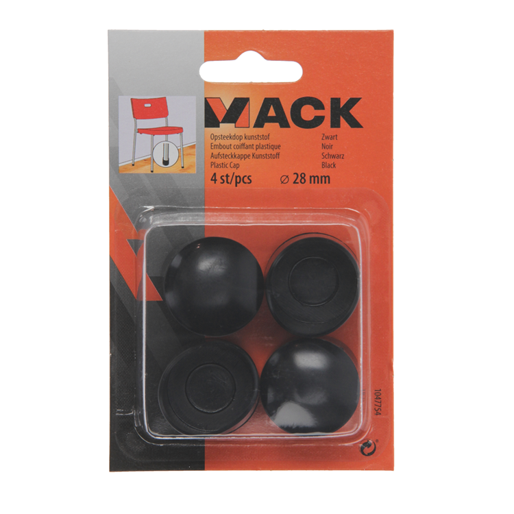 Mack 1047754 - bouchon en plastique noir ø 28 mm 4 pcs | 6 pièces