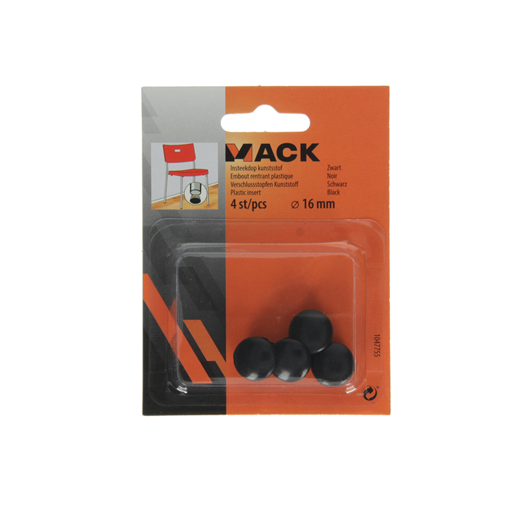 Mack 1047755 - bouchon en plastique noir ø 16 mm 4 pcs | 6 pièces