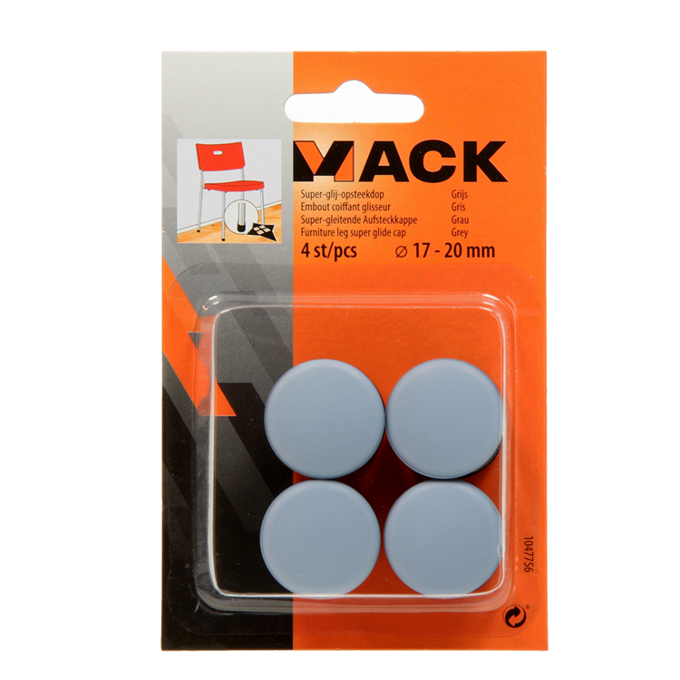 Mack 1047756 - bouchon super coulissant gris ø 17 - 20 mm 4 pcs | 6 pièces