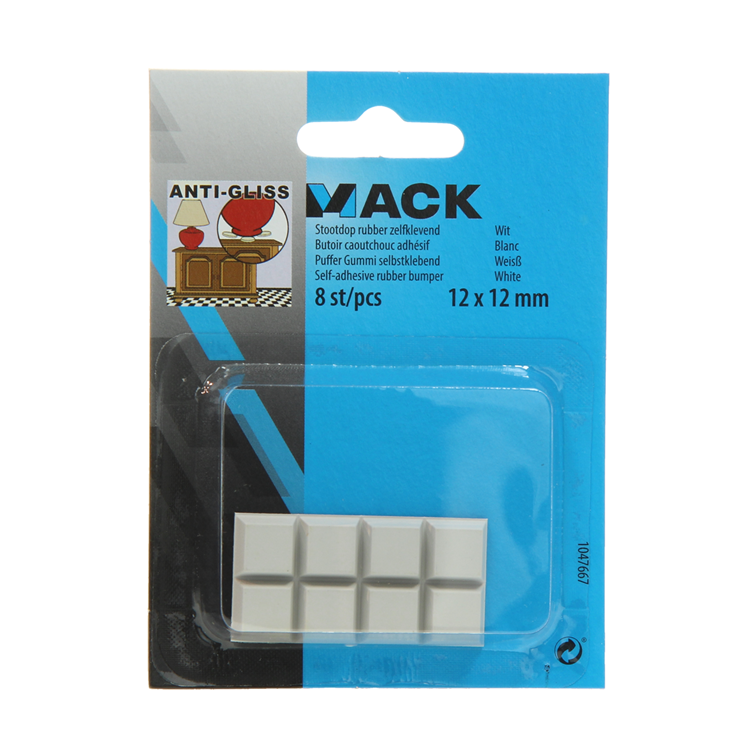 Mack 1047667 - bouchon en caoutchouc autocollant blanc 12 x 12 mm 8 pcs | 6 pièces