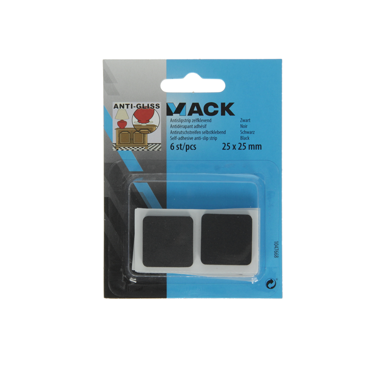 Mack 1047668 - bande antidérapante autocollante noir 25 x 25 mm 6 pcs | 12 pièces