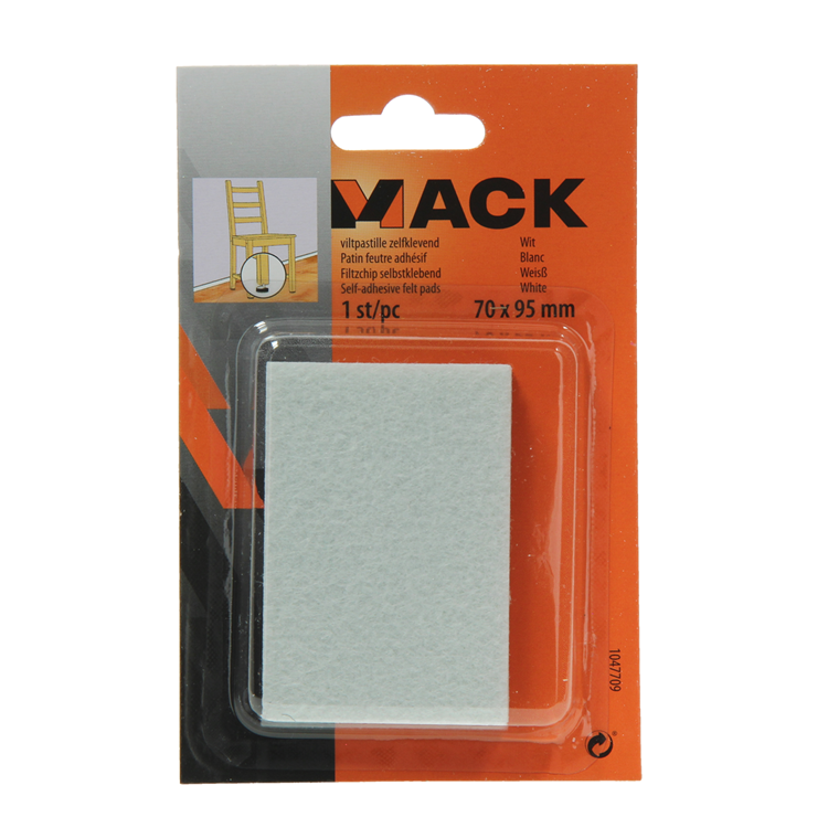 Mack 1047709 - pastille en feutre autocollante blanc 70 x 95 mm 1 pièce pièce | 12 pièces